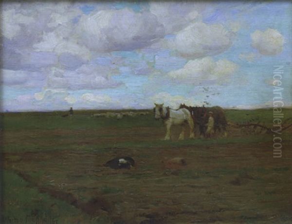 Ploughing Oil Painting by Walter Frederick Osborne