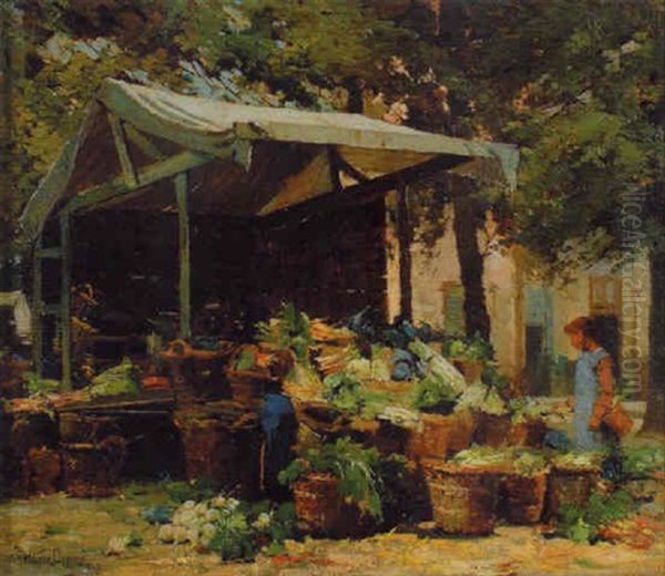 A Market Stall Oil Painting by Walter Frederick Osborne