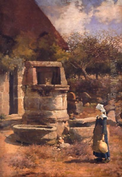 The Farmyard, Kerulec, Near Le Poldu Oil Painting by Walter Frederick Osborne