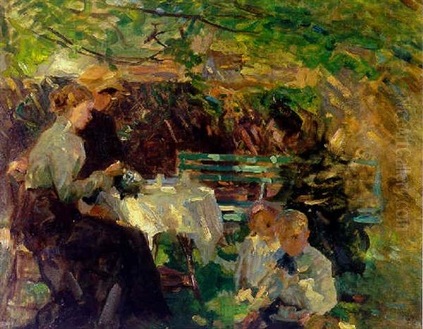 Tea In The Garden Oil Painting by Walter Frederick Osborne