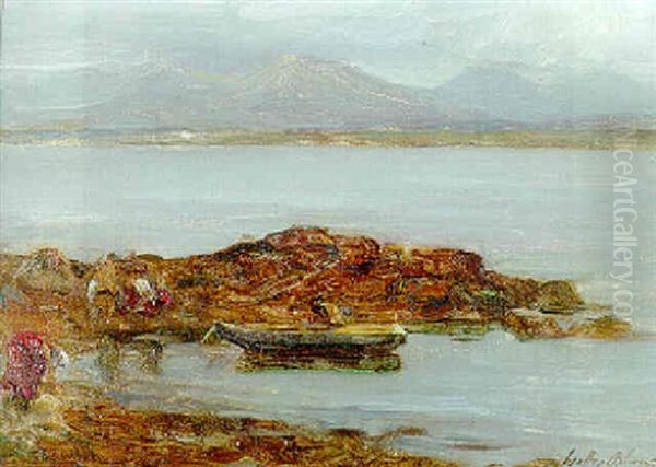 Connemara Landscape; Gathering Wrack, Galway Bay With The Twelve Pins In The Distance Oil Painting by Walter Frederick Osborne