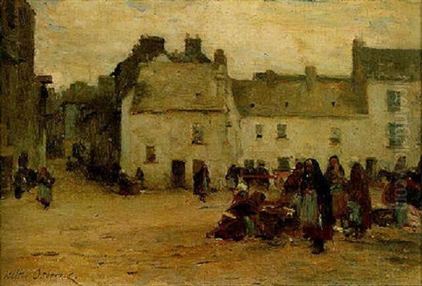 Irish Market Scene Oil Painting by Walter Frederick Osborne