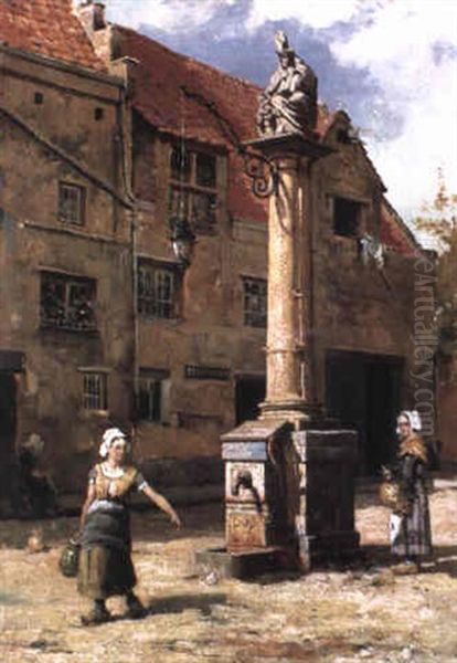 The Pump Of St. Nicholas, Antwerp Oil Painting by Walter Frederick Osborne