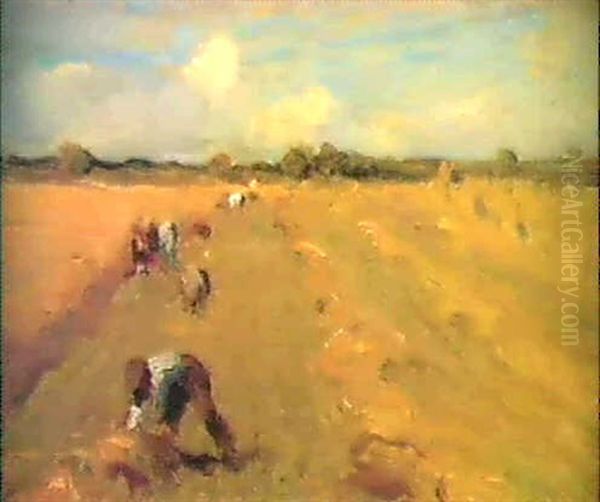 Workers In The Fields Oil Painting by Walter Frederick Osborne