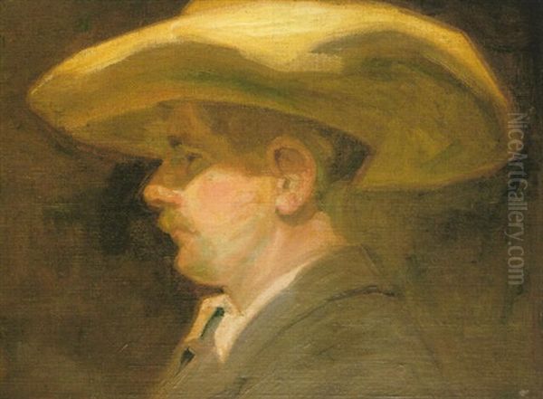 A Man With A Straw Hat Oil Painting by Walter Frederick Osborne