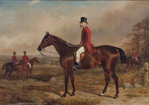 A Portrait Of John Gregson, On A Hunter With The Braham Moor Hunt In A Landscape Oil Painting by William Osborne