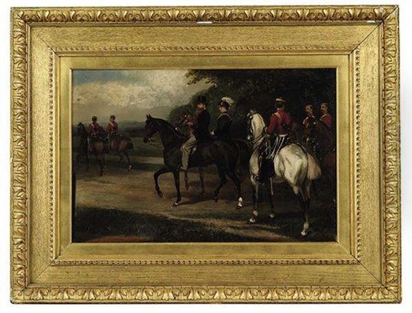 Portrait Of John Poyntz, 5th Earl Spencer, Riding With Troopers In Dublin Oil Painting by William Osborne