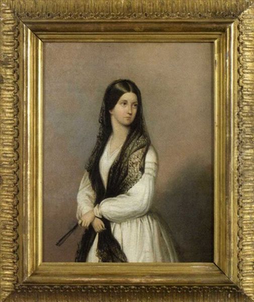 Portrait Of Miss Stebbins Of New York Oil Painting by Samuel Stillman Osgood