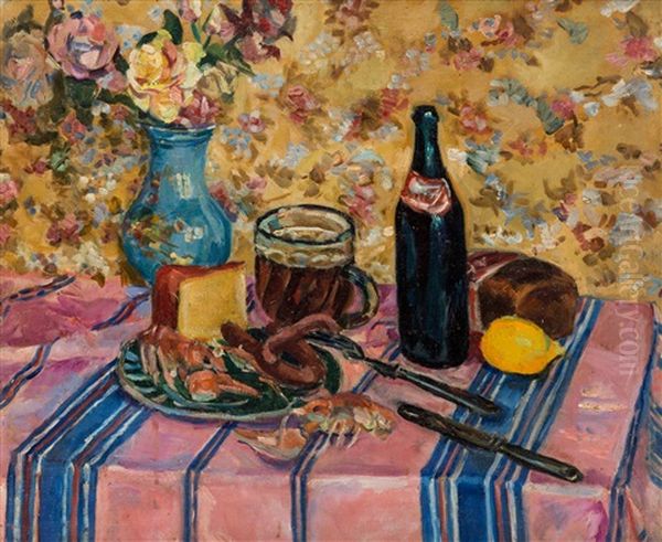 Still Life With A Beer Bottle by Alexandr Aleksandrovich Osmerkin