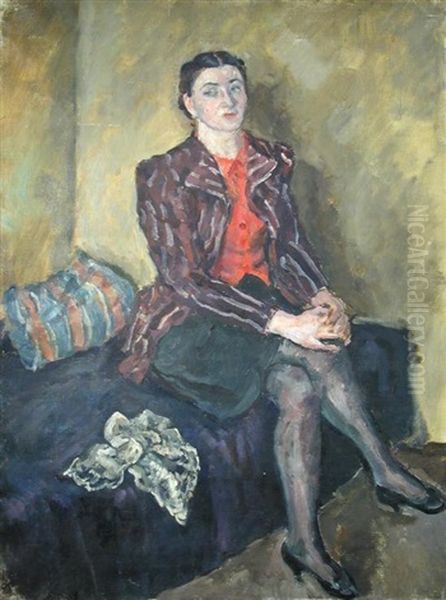 Portrait Of The Artist's Wife Nadezada Gregorilich Navrotskaya Osmerkina (1913-1996) by Alexandr Aleksandrovich Osmerkin