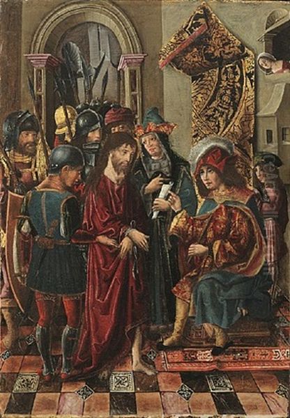 Zwei Ganse Uber Meereswellen Oil Painting by Rodrigo de Osona the Elder