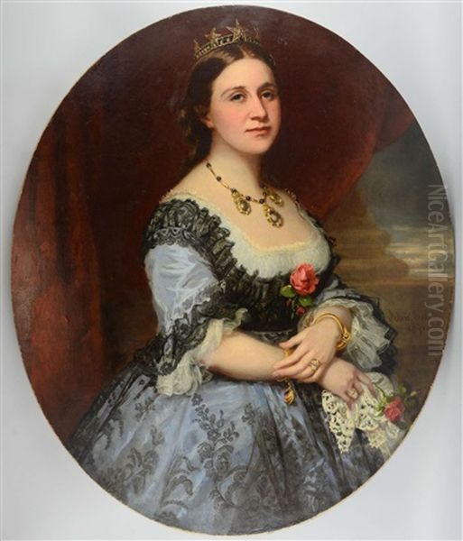 Portrait Of A Woman Wearing A Tiara Oil Painting by Alessandro Ossani