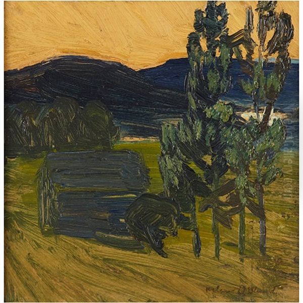 Solnedgang, Akkajaure, Stora Sjofallet Oil Painting by Helmer Osslund