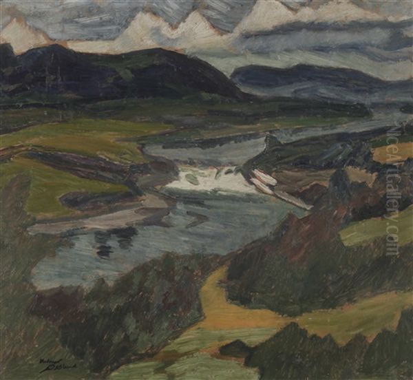 Sandinavian Mountain Landscape, Possibly The River Angermanalven In Sweden Oil Painting by Helmer Osslund