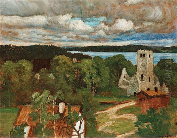 Church Ruin With Heavy Skies, Sigtuna Oil Painting by Helmer Osslund