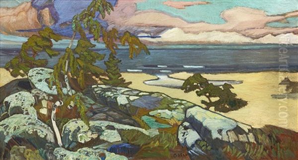 Hoststamning Vid Norrlandskust Oil Painting by Helmer Osslund