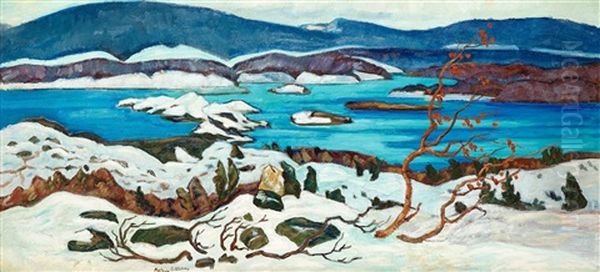 Stora Sjofallet I Vinterskrud Oil Painting by Helmer Osslund