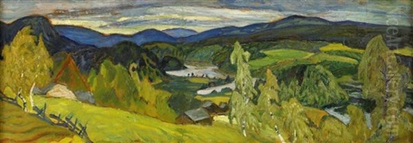 Sommarafton Over Angermanalven Oil Painting by Helmer Osslund