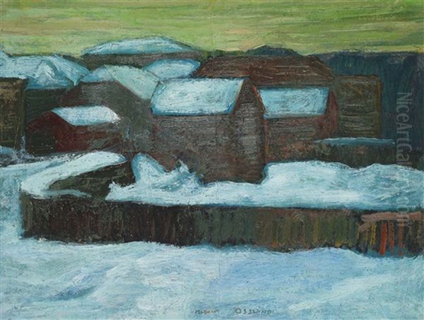 Snotyngt Stadslandskap I Skymning Oil Painting by Helmer Osslund