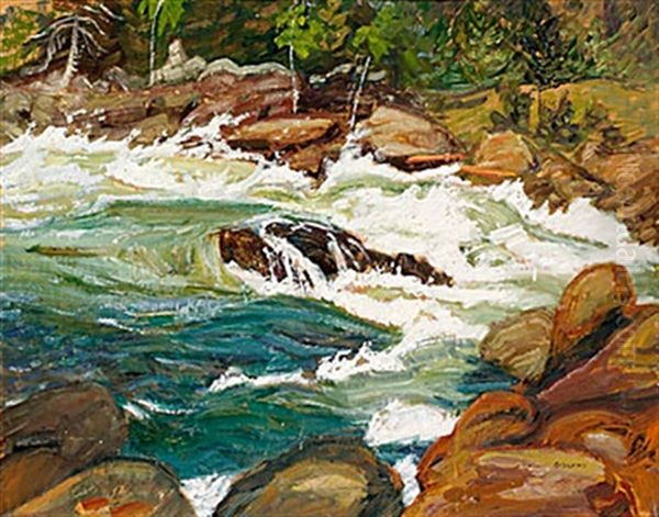 Fjallforsen Oil Painting by Helmer Osslund