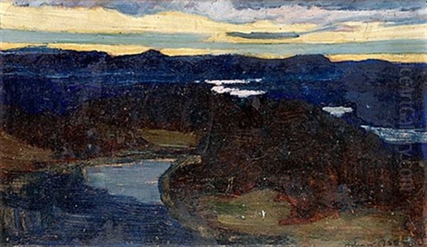 Norrlandskt Skymningslandskap Oil Painting by Helmer Osslund