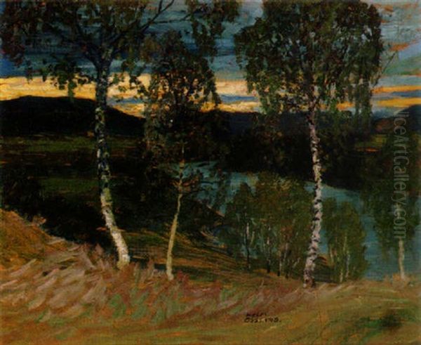 Hostafton Fran Angermanelfen Oil Painting by Helmer Osslund