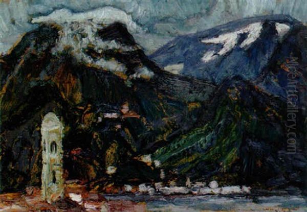 Alplandskap, Schweiz Oil Painting by Helmer Osslund