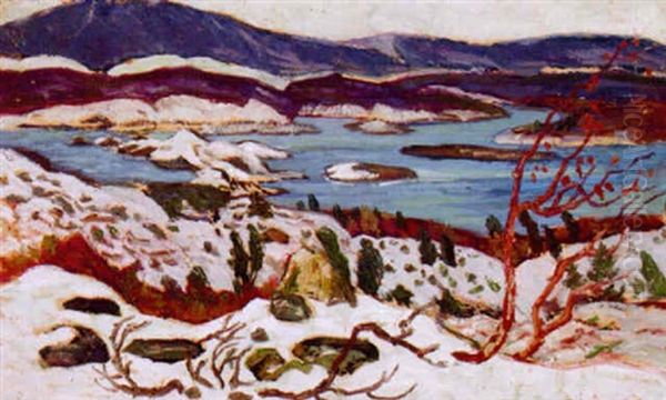 Stora Sjofakket I Vinterskrud Oil Painting by Helmer Osslund