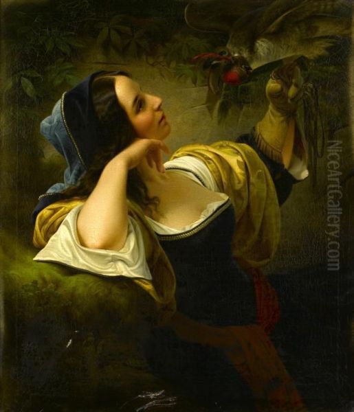 The Falconer Oil Painting by Louis Ammy Blanc