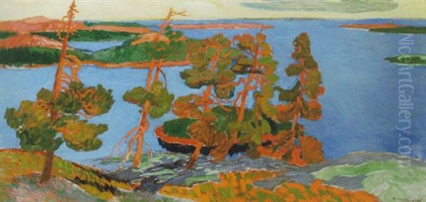 Solbelysta Tallar, Nordingra Oil Painting by Helmer Osslund