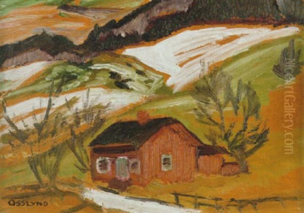 Norrlandskt Landskap Med Stuga Oil Painting by Helmer Osslund