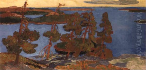 Solbelysta Tallar, Nordingra Oil Painting by Helmer Osslund