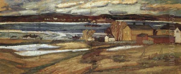 Utsigt Mot Sundsvallsfj,rden Oil Painting by Helmer Osslund