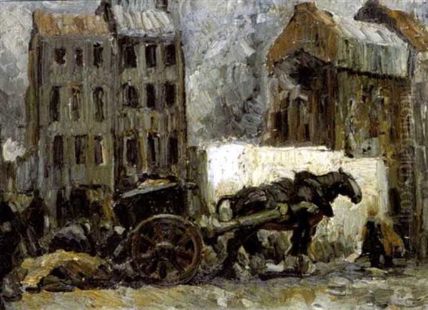 Opruiming (paard Met Kar En Figuren In Een Straat) Oil Painting by Alfred Ost