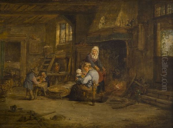 Interior Scene Oil Painting by Adriaen Jansz van Ostade