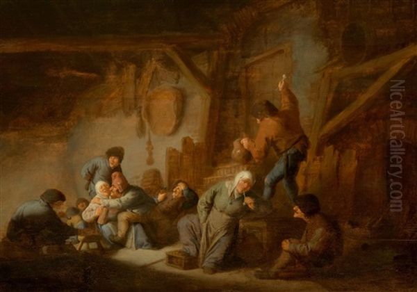 Tavern Scene Oil Painting by Adriaen Jansz van Ostade