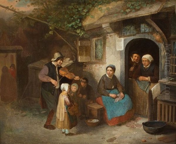 Musiciens Devant La Ferme Oil Painting by Adriaen Jansz van Ostade