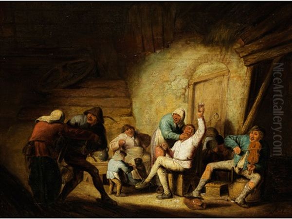 Trinkvergnugen Und Tanz In Einer Kaschemme Oil Painting by Adriaen Jansz van Ostade