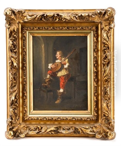 Man With Mandolin Oil Painting by Adriaen Jansz van Ostade