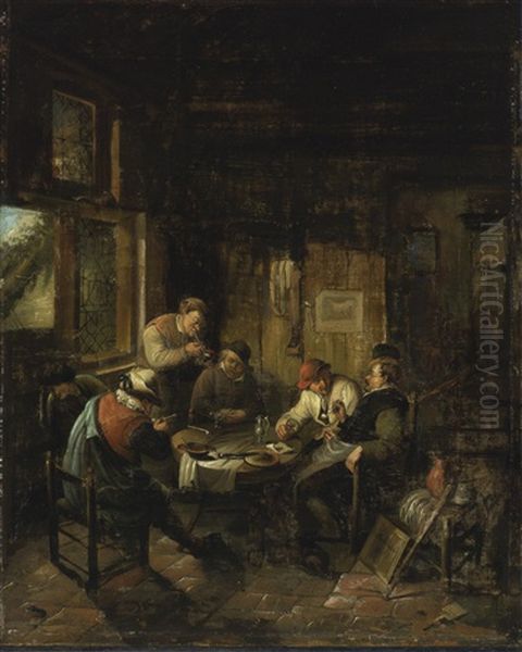 Interior Scene In An Inn Oil Painting by Adriaen Jansz van Ostade