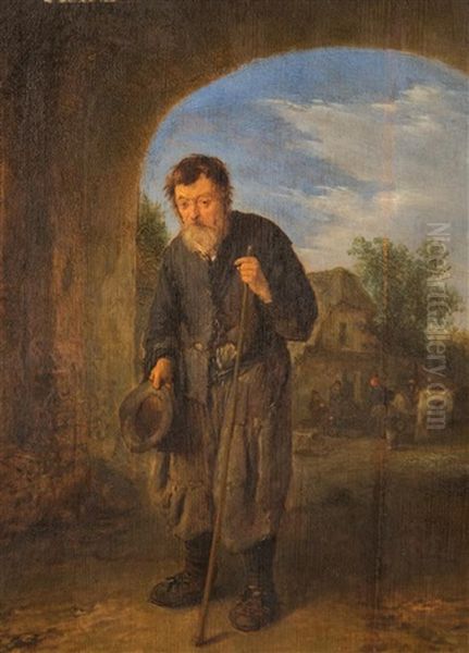 A Mendicant Oil Painting by Adriaen Jansz van Ostade