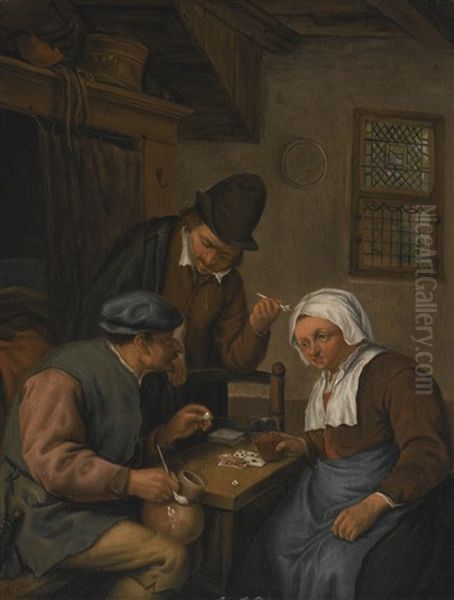 Peasants Playing Cards by Adriaen Jansz van Ostade