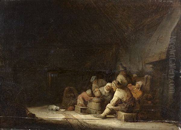 Interieur De Ferme Oil Painting by Adriaen Jansz van Ostade