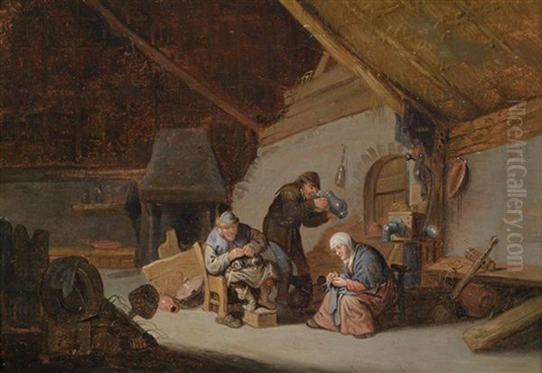 Funf Bauerliche Szenen (5 Works) Oil Painting by Adriaen Jansz van Ostade