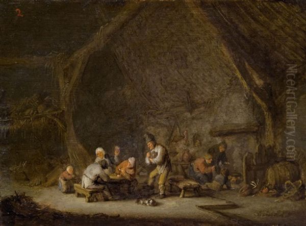 Scheuneninterieur Mit Bauern, Wohl by Adriaen Jansz van Ostade