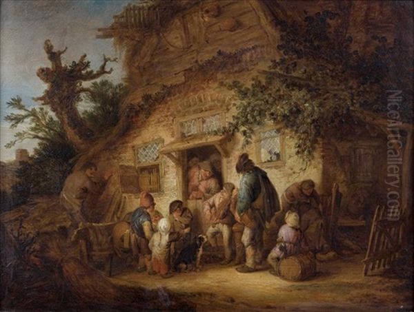 Rejouissances Paysannes Devant L'auberge Oil Painting by Adriaen Jansz van Ostade