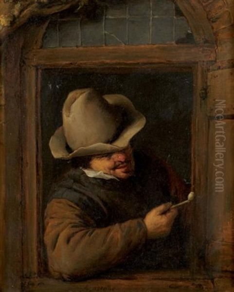 Fumeur De Pipe Accoude A La Fenetre Oil Painting by Adriaen Jansz van Ostade