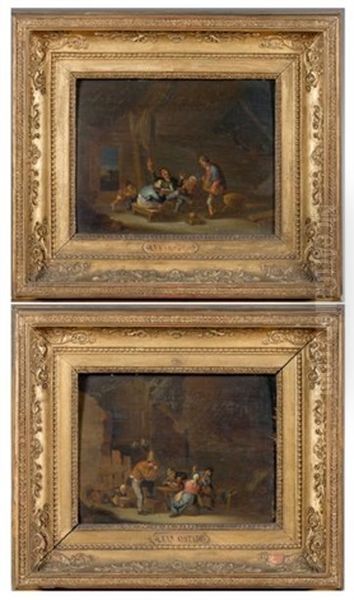 Rejouissances Paysannes (pair) Oil Painting by Adriaen Jansz van Ostade