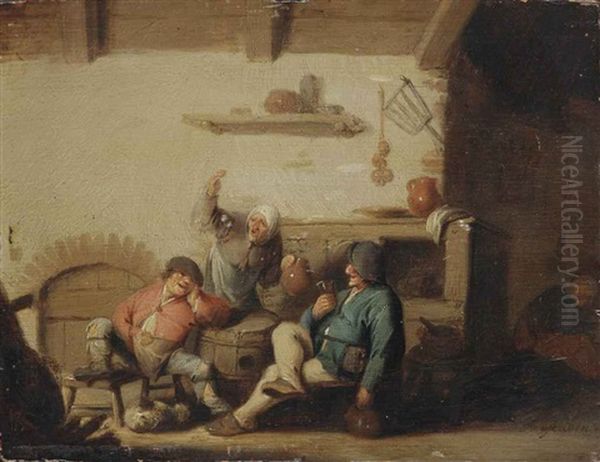 Peasants Making Merry In An Inn Oil Painting by Adriaen Jansz van Ostade