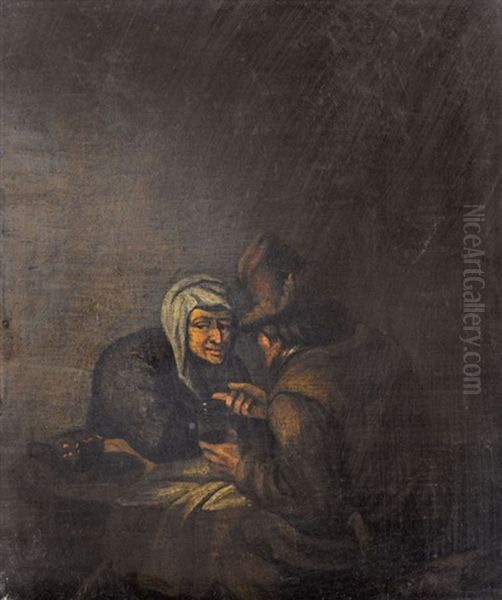 Wirtshausszene Mit Bauernpaar Oil Painting by Adriaen Jansz van Ostade